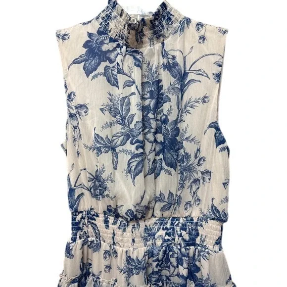 Express Women XS Floral‎ Ruffled Mini Dress Mocked Neck Summer Boho Cottagecore - Picture 3 of 9